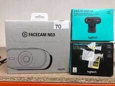 QUANTITY OF TECH & GAMING ITEMS TO INCLUDE ELGATO FACECAM NEO – FULL HD WEBCAM WITH EASY-SLIDE PRIVACY SHUTTER, LIGHT CORRECTION, FOR VIDEO CALLS, STREAMING, TEAMS/ZOOM/SLACK/OBS/TWITCH/YOUTUBE, AND