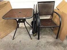 GARDEN TABLE AND CHAIRS, BLACK: LOCATION - LEFT RACK(COLLECTION OR OPTIONAL DELIVERY AVAILABLE)