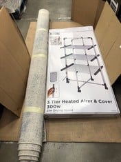 3 TIER HEATED AIRER & COVER 300W + LARGE PATTERN RUG: LOCATION - LEFT RACK(COLLECTION OR OPTIONAL DELIVERY AVAILABLE)