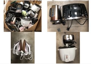 PALLET OF ASSORTED KITCHEN APPLIANCES TO INCLUDE RUSSEL HOBBS TOASTER: LOCATION - REAR FLOOR(COLLECTION OR OPTIONAL DELIVERY AVAILABLE)