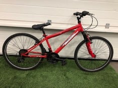 RAPTOR FALCON JUNIORS BIKE IN RED SHIMANO GEARS:: LOCATION - FRONT FLOOR(COLLECTION OR OPTIONAL DELIVERY AVAILABLE)