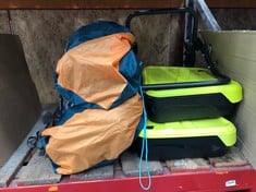 QUANTITY OF ASSORTED CAMPING ITEMS TO INCLUDE VANGO BETA 450 XL 4 TENT: LOCATION - LEFT RACK(COLLECTION OR OPTIONAL DELIVERY AVAILABLE)