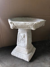 GOTHIC BIRD BATH WITH HEXAGONAL TOP - COLLECTION ONLY - LOCATION RIGHT RACK