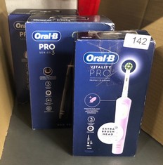 QUANTITY OF HEALTH & BEAUTY ITEMS TO INCLUDE ORAL-B VITALITY PRO ELECTRIC TOOTHBRUSHES FOR ADULTS,1 HANDLE, 2 TOOTHBRUSH HEADS, 3 BRUSHING MODES INCLUDING SENSITIVE PLUS, 2 PIN UK PLUG, PURPLE: LOCAT