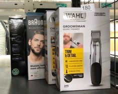 QUANTITY OF HEALTH & BEAUTY ITEMS TO INCLUDE WAHL GROOMSMAN RECHARGEABLE BEARD TRIMMER, GIFTS FOR HIM, BEARD TRIMMERS FOR MEN, STUBBLE TRIMMER, MALE GROOMING SET, CORDLESS BEARD TRIMMER, BEARD CARE K