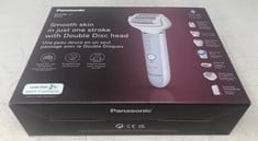 PANASONIC ES-EY90-A511 WET AND DRY EPILATOR, DOUBLE DISC WITH 60 TWEEZERS, FLEXIBLE 90 DEGREES PIVOTING HEAD, 3 SPEED SETTING AND LED LIGHT, UP TO 30 MINUTES OPERATION TIME: LOCATION - TOP 50 RACK