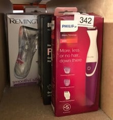 QUANTITY OF HEALTH & BEAUTY ITEMS TO INCLUDE PHILIPS BRT383/15 BIKINIGENIE TRIMMER, PURPLE: LOCATION - B RACK