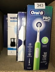 QUANTITY OF HEALTH & BEAUTY ITEMS TO INCLUDE ORAL-B PRO JUNIOR KIDS ELECTRIC TOOTHBRUSH, 1 TOOTHBRUSH HEAD, 3 MODES WITH KID-FRIENDLY SENSITIVE MODE, FOR AGES 6+, 2 PIN UK PLUG, GREEN: LOCATION - B R