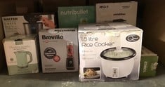 QUANTITY OF KITCHEN & APPLIANCES ITEMS TO INCLUDE QUEST 35550 1.8L RICE COOKER / NON-STICK REMOVABLE BOWL / KEEP WARM FUNCTIONALITY / 700W / INCLUDES MEASURING CUP & SPATULA: LOCATION - B RACK