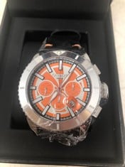 GAMAGES OF LONDON LIMITED EDITION HAND ASSEMBLED BOLD AUTOMATIC SILVER ORANGE WATCH SKU:GA1951 RRP £805:: LOCATION - TOP 50 RACK