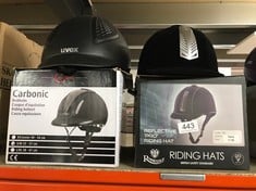 QUANTITY OF SPORTS & EXERCISE ITEMS TO INCLUDE COVALLIERO CARBONIC VG1 RIDING HELMET ANTHRACITE 53-57 CM: LOCATION - C RACK