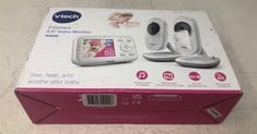 VTECH VM3250-2 VIDEO BABY MONITOR WITH 2 CAMERAS 300M LONG RANGE WITH 2.8"LCD, UP TO 19-HR VIDEO STREAMING, NIGHT VISION, SECURED TRANSMISSION TEMPERATURE SENSOR SOOTHING SOUNDS 2X ZOOM WHITE.: LOCAT