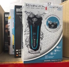 QUANTITY OF HEALTH & BEAUTY ITEMS TO INCLUDE REMINGTON R6 AQUA MEN'S ELECTRIC SHAVER (CORDLESS, WET & DRY, 100% WATERPROOF, ROTARY SHAVER, POP-UP DETAIL TRIMMER, USB CHARGING, 60-MINUTE USAGE, 90-MIN