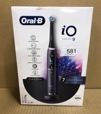 1 X ORAL-B IO9 ELECTRIC TOOTHBRUSHES FOR ADULTS, APP CONNECTED HANDLE, 1 TOOTHBRUSH HEAD & CHARGING TRAVEL CASE, 7 MODES WITH TEETH WHITENING, 2 PIN UK PLUG, BLACK.: LOCATION - D RACK