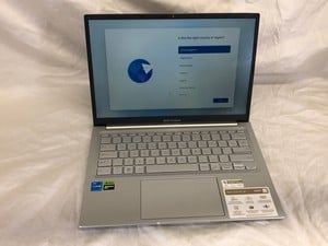 ASUS VIVOBOOK 14X 512GB LAPTOP: MODEL NO K3405Z. INTEL CORE I5-12450H, 16GB RAM, 14.0" SCREEN, GEFORCE RTX 2050: LOCATION - A RACK