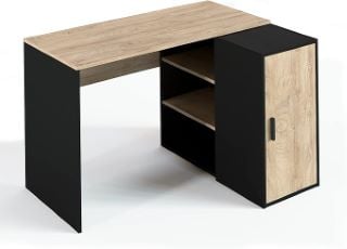 MOVIAN LODI CORNER DESK WITH STORAGE OAK BLACK RRP £ 145.68