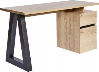 CLUB C 140 OFFICE DESK WITH DRAWERS BROWN OAK EFFECT BLACK CONCRETE RRP £215