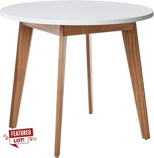 RIVET NOAH ROUND MODERN ASH DINING TABLE, WHITE, 90CM x 90CM x 76CM RRP £166