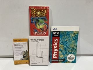 QTY OF ASSORTED ITEMS TO INCLUDE GCSE PHYSICS EXAM PRACTICE WORKBOOK