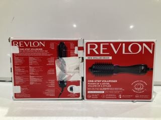 2 X REVLON NEW SMALLER BRUSH ONE-STEP HAIR DRYER AND VOLUMIZER MID TO SHORT HAIR BLACK/PINK TOTAL RRP £60