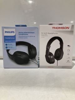 PHILIPS HEADPHONES 2000 SERIES BLACK TO INCLUDE THOMSON TV HI-FI HEADPHONES BLACK TOTAL RRP £38