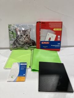 QTY OF ASSORTED ITEMS TO INCLUDE SEI LIKE! GREEN FOLDER AND 100 CLEAR/BLACK SHINY BAGS