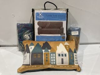 QTY OF ASSORTED ITEMS TO INCLUDE FUSION CUSHION 30X50CM AND MARTINA HOME STRETCH SOFA COVER FOR CHAIR