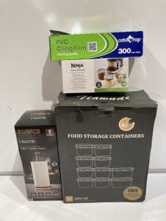 BOX OF ASSORTED ITEMS TO INCLUDE NINJA NC300 DESSERT TUBS & LIDS AND TIAWUDI FOOD STORAGE CONTAINERS 10 PIECE SET