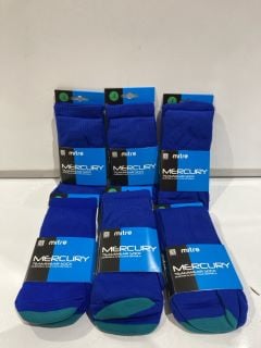 BOX OF MITRE MERCURY TEAMWEAR SOCKS JUNIOR SIZE BLUE