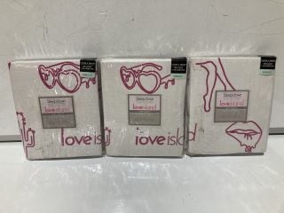 3 X LOVE ISLAND SINGLE DUVET SET PINK