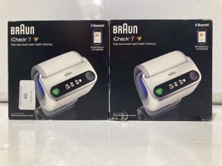 2 X BRAUN ICHECK 7 WRIST BLOOD PRESSURE MONITOR WHITE TOTAL RRP £118