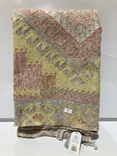 2 X WOVEN RUG 120X180CM COLUMBUS GOLD AND WEAVER GREEN NOMAD TARIFA RUG 120X180CM MULTI TOTAL RRP £509