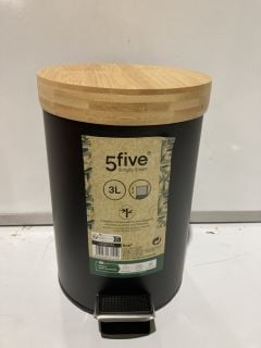 9 X 5FIVE SIMPLY SMART WASTE BUCKET 3 LITRE METAL BAMBOO BLACK AND MEPAL GOOSE LUNCH BOX OLIVE TOTAL RRP £173