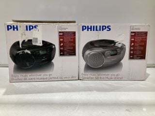 2 X PHILIPS CD SOUNDMACHINE (AUDIO CD RADIO RECORDER) AZB600 GREY AND AZ500 BLACK TOTAL RRP £163