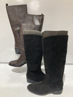 2 X JOHN LEWIS SAGE LONG BOOTS BROWN CHOCOLATE UK 7 AND JOHN LEWIS TIROL LONG BOOTS BLACK SUEDE UK 4 TOTAL RRP £110