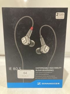 SENNHEISER IE 80 S CUSTOMIZABLE HIGH-FIDELITY IN-EAR HEADPHONES BLACK RRP £72