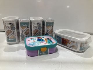 BOX OF MEPAL DISNEY PRINCESS LUNCH BOX PURPLE/TEAL AND MEPAL FRIDGE BOX CHEESE 2000ML CLEAR/WHITE