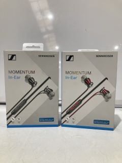 2 X SENNHEISER MOMENTUM IN-EAR PHONES RED/BLACK OR BLACK TOTAL RRP £160