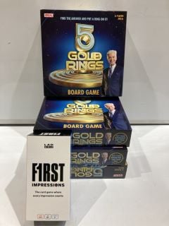 4 X 5 GOLD RINGS TO INC FIRST IMPRESSION CARD GAME