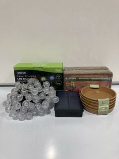 BOX OF ASSORTED ITEMS TO INCLUDE COLOUR CHANGING LED SOLAR CRACKLE BALL