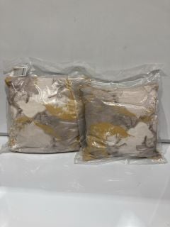 QTY OF SLEEP DOWN YELLOW AND GREY MARBLED PILLOW