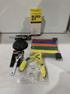 BOX OF ASSORTED ITEMS TO INCLUDE BLEED KIT