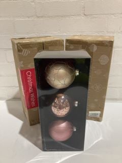 5 X LARGE CHRISTMAS BAUBLES PINK