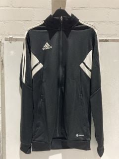 QTY OF CLOTHING INCLUDING ADIDAS BLACK AND WHITE TRACK TOP MEDIUM