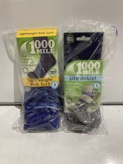 QTY OF ITEMS INCLUDING 1000 MILE LIGHTWEIGHT WALK SOCK BLUE SMALL