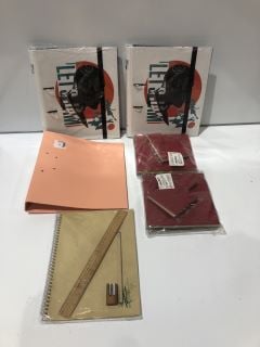 QTY OF ITEMS INCLUDING NATURAL NOTEBOOK AND STATIONARY SET