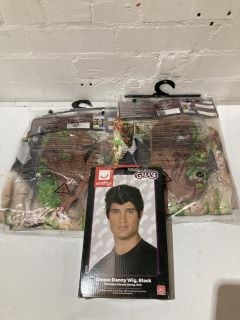 QTY OF ITEMS INCLUDING GREASE DANNY WIG COLOUR BLACK