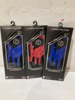 QTY OF GLOVES INCLUDING ZERO FRICTION PERFORMANCE MENS RIGHT