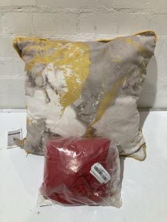 QTY OF ITEMS INCLUDING SLEEP DOWN GREY AND YELLOW CUSHION