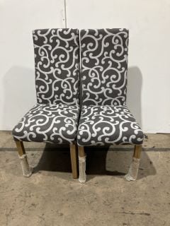 2 X SCROLL DINING CHAIRS IN CHARCOAL AND SILVER